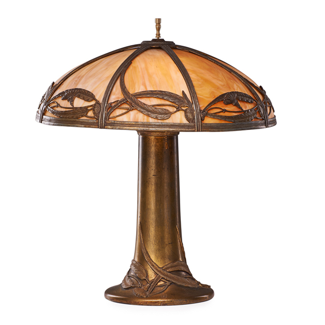 Bradley & Hubbard, ‘Table Lamp With Eucalyptus, Meriden, CT’, Early 20th C., Rago/Wright