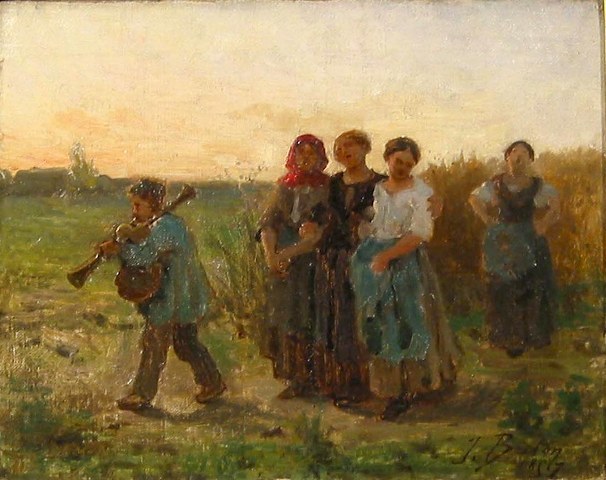 Jules Breton, ‘Women Singing, End of Day’, 1857, Painting, Oil on canvas, Taylor | Graham