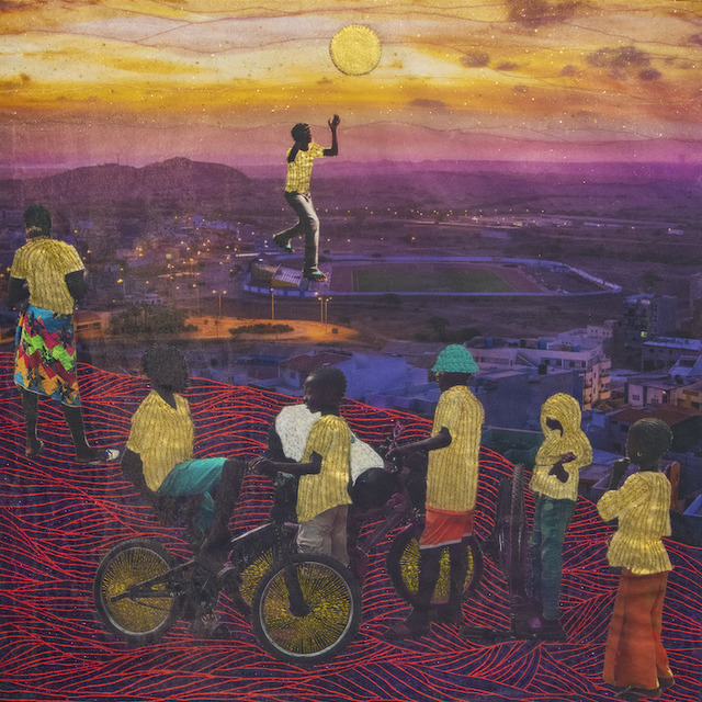 Joana Choumali, ‘But some of them were able to fly’, 2020, Mixed Media, Embroidery on digital photography printed on canvas, Loft Art Gallery