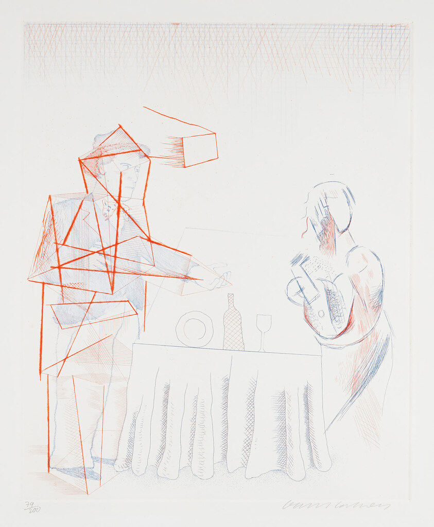 David Hockney - Figures with Still Life, from The Blue Guitar (S.A.C. 208, M.C.A.T. 187)