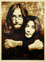 Shepard Fairey, ‘'John & Yoko Canvas'’, 2010, Print, Screen print on cream, Speckletone fine art paper., Signari Gallery