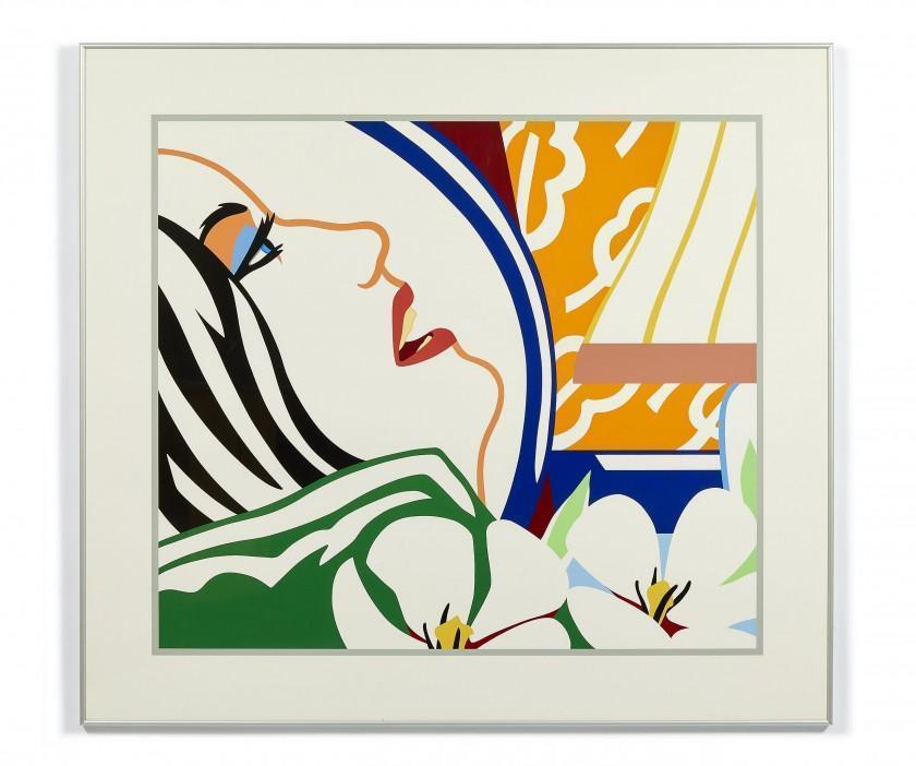 Tom Wesselman - Bedroom Face with Orange Wallpaper