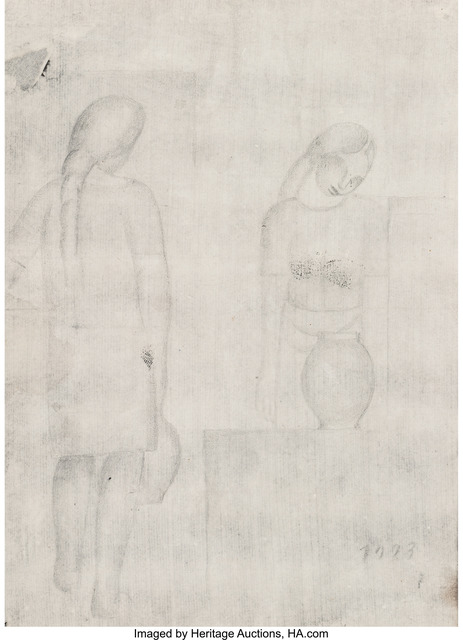 Salvador Dalí, ‘Es doll and Mujer con Patotxo- femme au fagot (double-sided work)’, 1923, Drawing, Collage or other Work on Paper, Pencil on paper, Heritage Auctions
