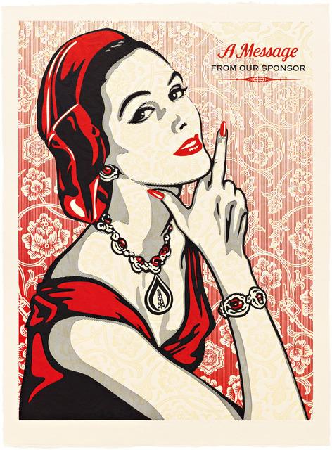 Shepard Fairey, ‘A Message from Our Sponsor’, 2015, Print, Three-color relief on handmade paper, Pace Prints