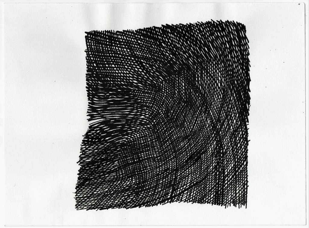 Carl Goldhagen "Attempt at Paralleling the first line," 03/25/06 sumi ink on paper 15 7/8" x 13"
Carl Goldhagen "Attempt at Paralleling the first line," 03/25/06 sumi ink on paper 15 7/8" x 13"