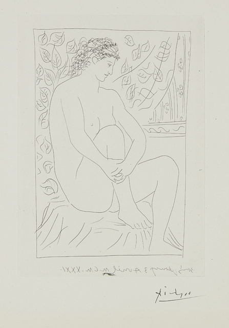 Pablo Picasso, ‘Femme nue assise devant un rideau (Nude Woman Sitting in Front of a Curtain), plate 4 from La suite Vollard’, 1931, Phillips