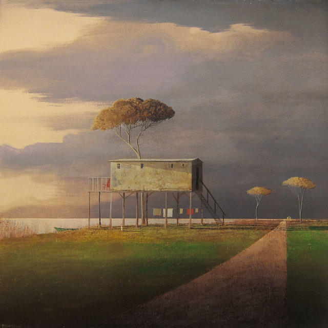 Alessandro Tofanelli, ‘Gli alberi d'oro’, ca. 2019, Painting, Oil on wood, Galeria Jordi Barnadas