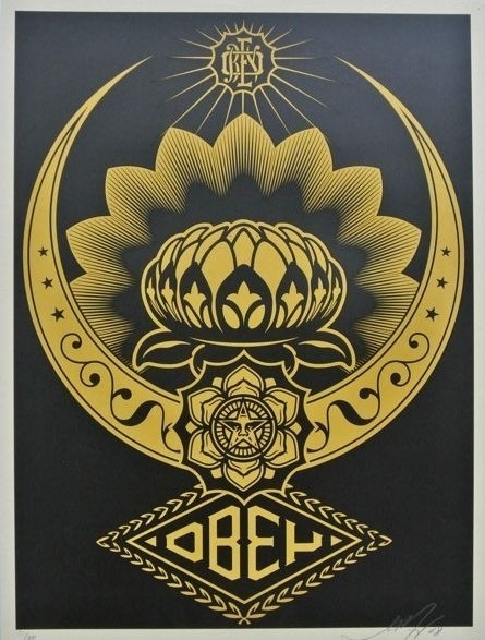 Shepard Fairey, ‘Lotus ornament (gold/black)’, 2008, Digard Auction