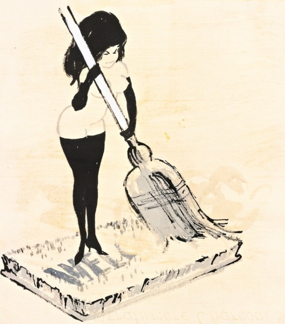 LeRoy Neiman, ‘Femlin Sweeping, (Cartoon for 'Playboy's Party Jokes', Playboy, May 1967)’, 1967, Drawing, Collage or other Work on Paper, Dean Borghi Fine Art