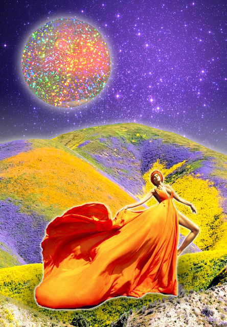 Camomile Hixon, ‘The Dance’, 2018, Painting, Glitter and paper on canvas, MvVO ART