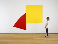 Yellow Panel with Red Curve