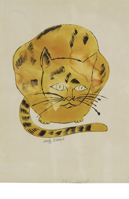 Andy Warhol, ‘Cat’, 1957, Drawing, Collage or other Work on Paper, Ink, watercolor and graphite on paper, Sotheby's