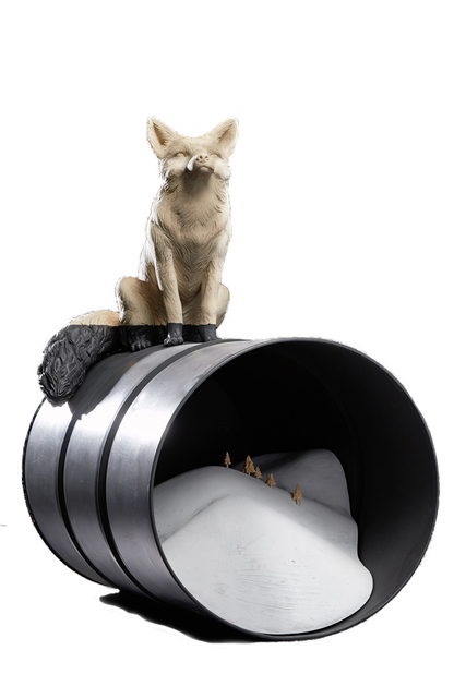 Willy Verginer, ‘Il cielo in un buco’, Sculpture, Lindenwood, Acrylic, and Iron, ZK Gallery
