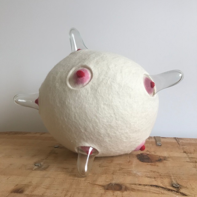 Elodie Antoine, ‘Blanche aux tétons’, 2020, Textile Arts, White and pink felt, glass, Aeroplastics