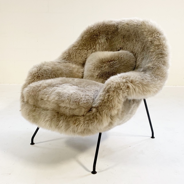 Eero Saarinen | Early Womb Chair Restored in New Zealand Sheepskin (mid