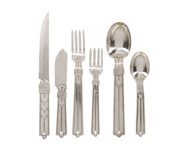 William Spratling, ‘A William Spratling "Amarres Disco" sterling silver flatware service’, 1965-1967, John Moran Auctioneers