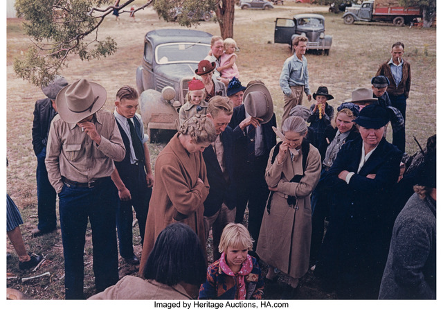 Russell Lee, ‘Before the Barbeque was Served at the Pie Town, New Mexico Fair, Grace was Said, Oct.’, 1940, Photography, Dye transfer, printed later, Heritage Auctions