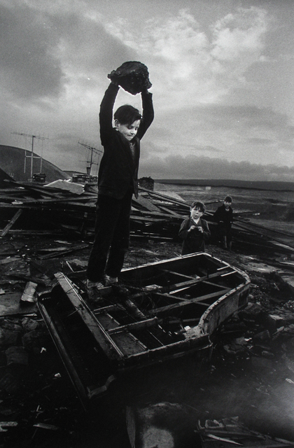 Philip Jones Griffiths, ‘Boy Destroying Piano, Wales’, 1961, Photography, Gelatin silver print; printed later, Howard Greenberg Gallery