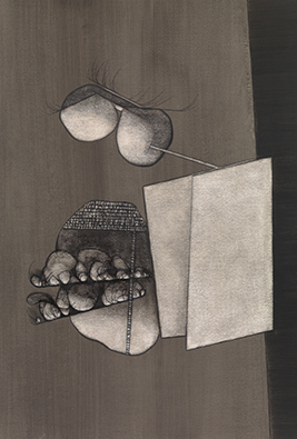 ‘oo’-(=)\[
OIL PAINT AND GESSO ON CANVAS, 100CM X 145CM X 2CM
AUTOMATTER explores the subconscious mind through the artists practice of automatic drawing and oil painting.
During the past 10 years the artist has developed a method of drawing that continues the spirit of automatism pioneered by André Masson. The result is a collection of thousands of drawings and a small number of monochromatic oil paintings that are based on a selection of the drawings. ‘oo’-(=)\[
OIL PAINT AND GESSO ON CANVAS, 100CM X 145CM X 2CM
AUTOMATTER explores the subconscious mind through the artists practice of automatic drawing and oil painting.
During the past 10 years the artist has developed a method of drawing that continues the spirit of automatism pioneered by André Masson. The result is a collection of thousands of drawings and a small number of monochromatic oil paintings that are based on a selection of the drawings.