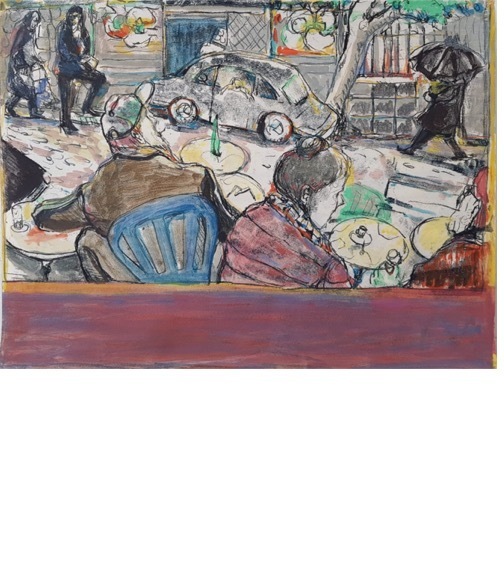 Kate McCrickard, ‘Cafe’, 2019, Drawing, Collage or other Work on Paper, Offset drawing with monotype, Art First