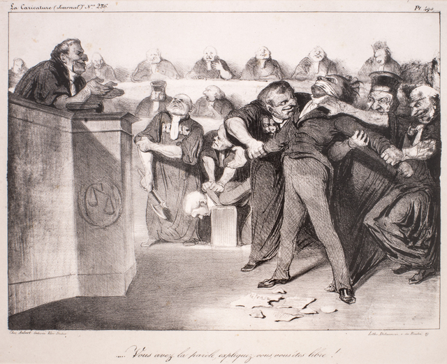 Honoré Daumier, ‘Vous avez la parole, expliquez-vous, vous etes libre’, 1833-1835, Wallector