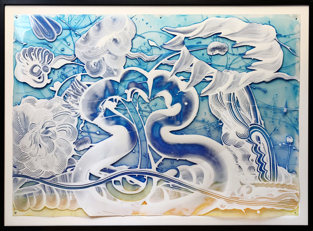 Catherine Howe, ‘Reverse Mylar Painting (Bluebird)’, 2019, Painting, Acrylic and intaglio ink on polyester sheeting, New York Academy of Art Benefit Auction
