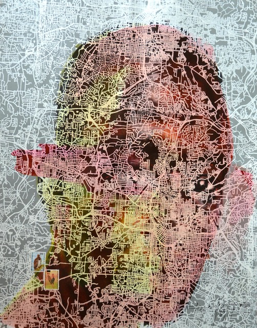 Jean David Nkot, ‘Untitle (Undesirable)’, 2019, Painting, Ink, Acrylic and silkscreen printing on canvas, Afikaris