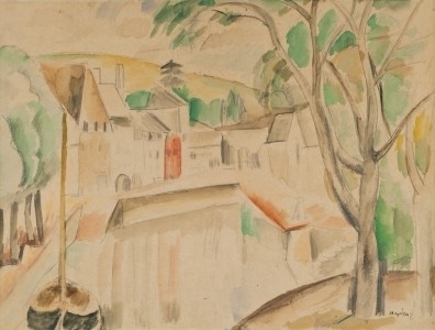 Henri Hayden, ‘Vue sur le canal’, ca. 1913, Painting, Watercolor and pencil on paper, Rosenberg & Co.