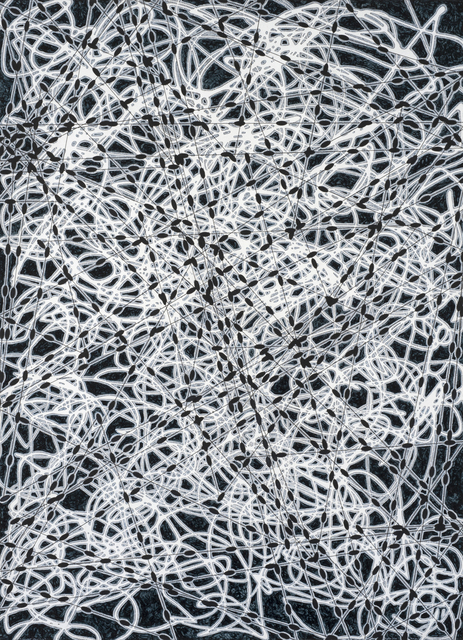 Andrea Way, ‘Secret Seeding’, 2017, Drawing, Collage or other Work on Paper, Ink, acrylic, and glass beads on paper, Brian Gross Fine Art