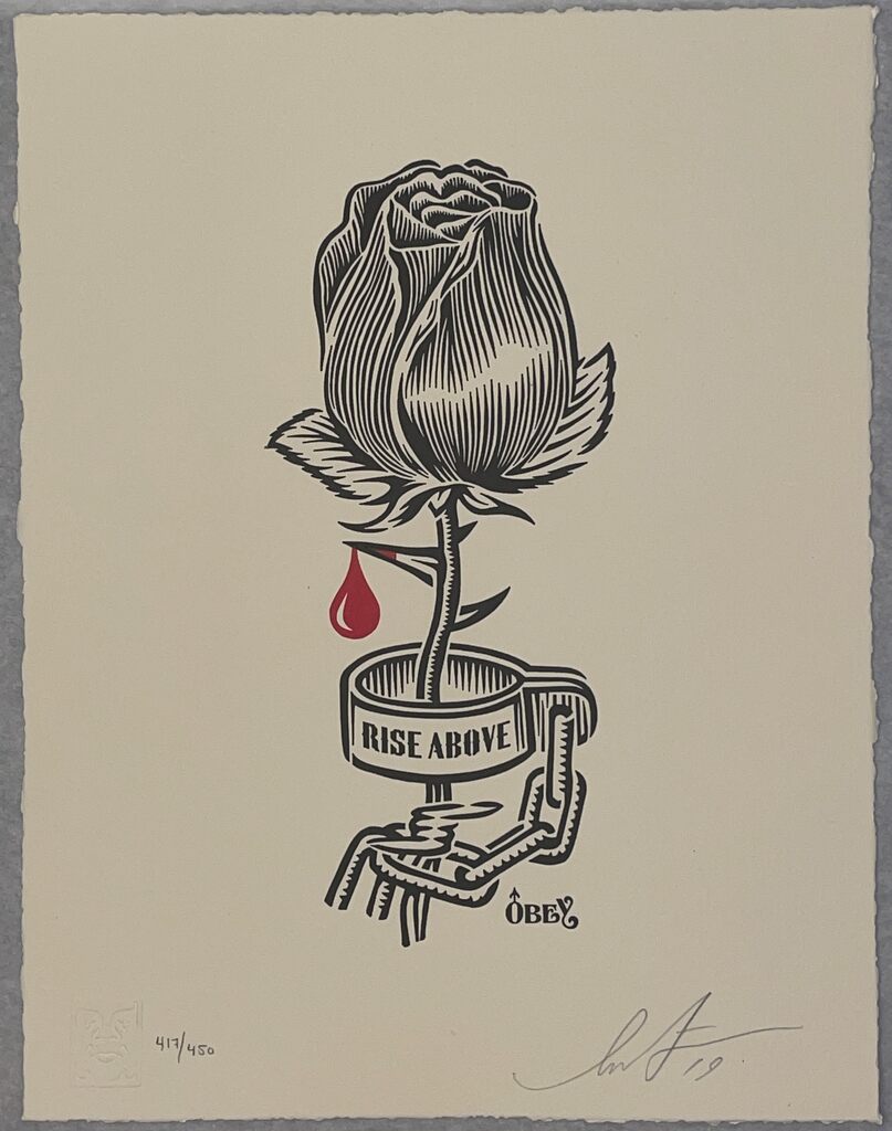 Shepard Fairey Rose Shackle Letterpress Print Obey Giant