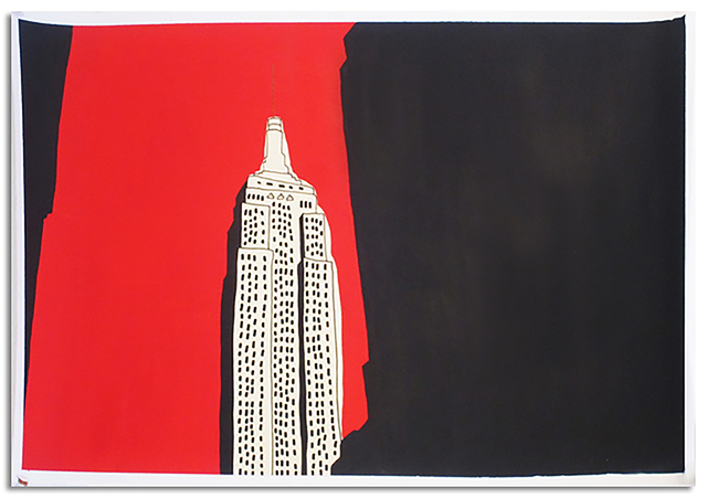 Marz Junior, ‘NYC Empire State Building-Red Horizontal ’, 2019, Painting, Acrylic & ink on paper, Wallspace
