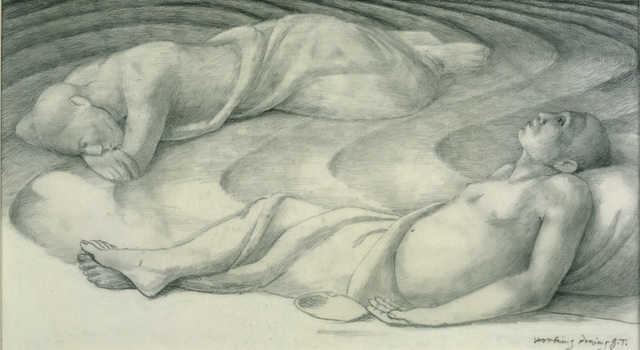 George Tooker, ‘Study for "Sleepers IV" ’, 1978, Drawing, Collage or other Work on Paper, Graphite on mylar, DC Moore Gallery