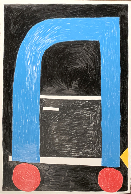 Mick Burson, ‘Driving at night ’, 2019, Drawing, Collage or other Work on Paper, Graphite color pencil on paper, Richard Levy Gallery