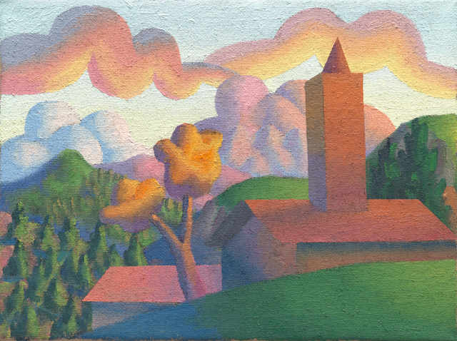 Salvo, ‘Engadina, Maloja con Chiesa Bianca’, 2013, Galerie Andrea Caratsch