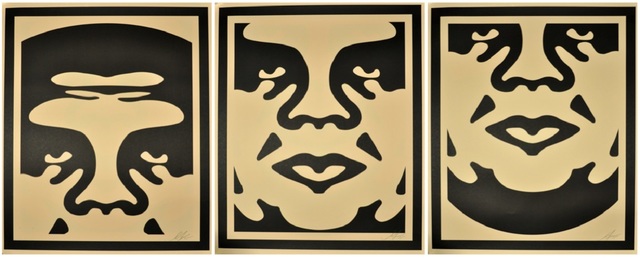 Shepard Fairey, ‘Obey Triptych’, 2017, Print, Screenprint on cream Speckle Tone paper, Samhart Gallery