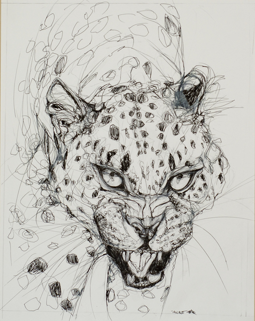 Cassandra Petruchyk, ‘Cheetah’, 2018, Drawing, Collage or other Work on Paper, Pencil, pen and ink, prismacolor and oil pastel on bristol board, InLiquid