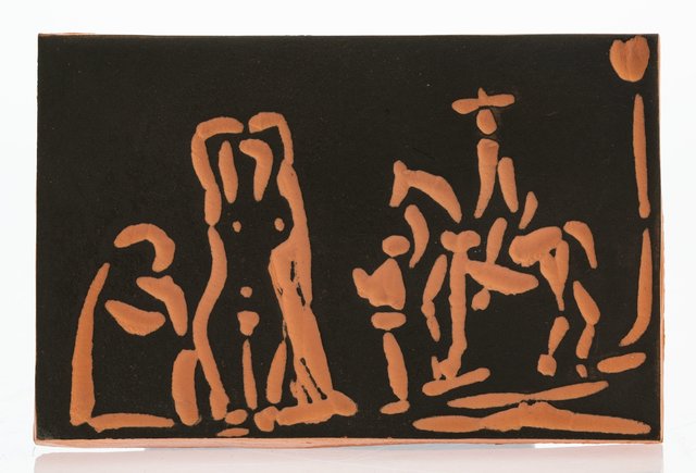 Pablo Picasso, ‘Personnages et cavalier’, 1968, Terracotta plaque with black engobe, Heritage Auctions