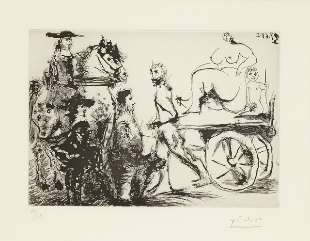 Pablo Picasso, ‘Don Quichotte, Sancho et un ‘Mousquetaire’ Regardant Passer Dulcinée sur une Charrette Tirée Par un Homme Masqué, 3.7.68 I’, 1968, Cristea Roberts Gallery