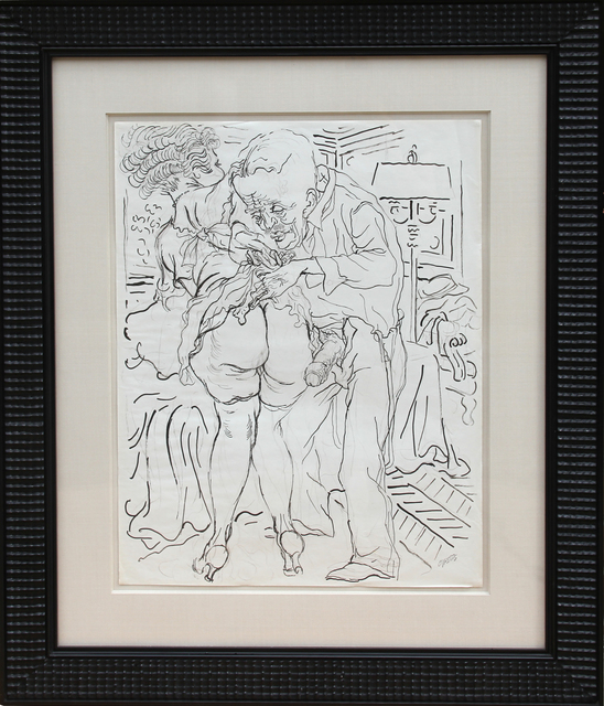 George Grosz, ‘Untitled - man and Woman with Lamp (Erotic)’, ca. 1940, RoGallery