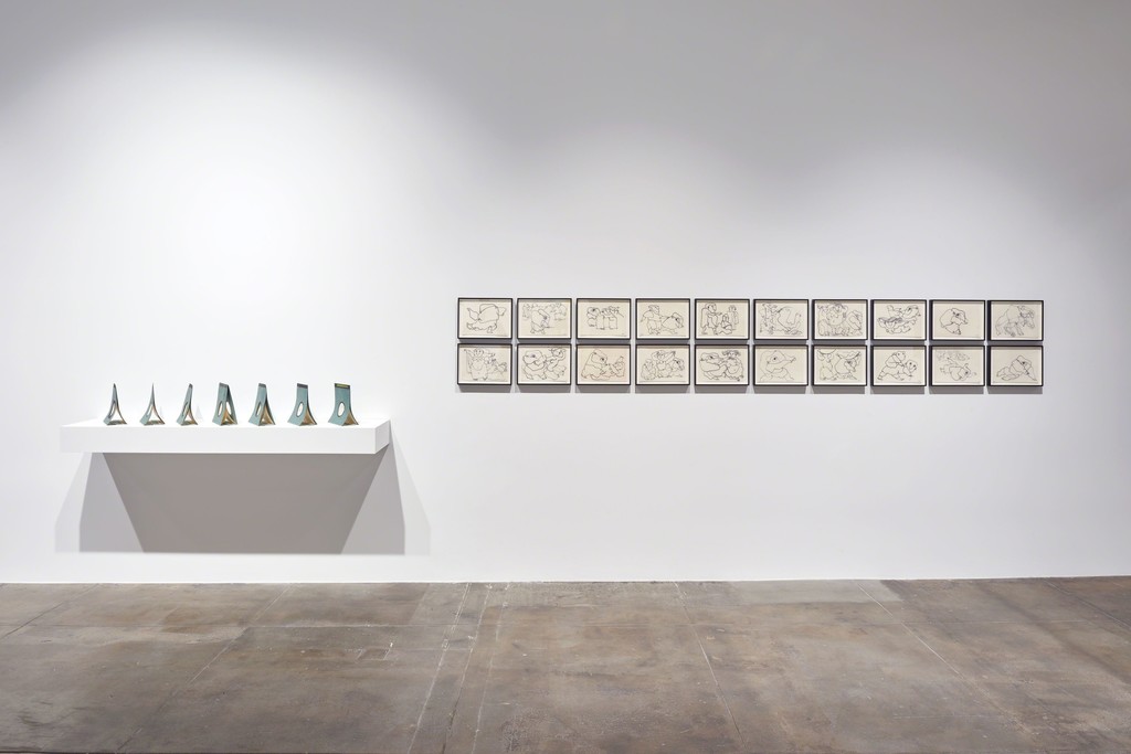 Installation view, ‘Geta Brătescu. The Leaps of Aesop,’ Hauser & Wirth Los Angeles, 17 February – 20 May 2018
© Geta Brătescu
Courtesy The Artist and Hauser & Wirth
Photo: Mario de Lopez Installation view, ‘Geta Brătescu. The Leaps of Aesop,’ Hauser & Wirth Los Angeles, 17 February – 20 May 2018
© Geta Brătescu
Courtesy The Artist and Hauser & Wirth
Photo: Mario de Lopez