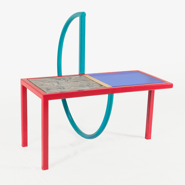 Przemek Pyszczek, ‘Przemek Pyszczek, Table with Teal Ring, CA, 2019’, 2019, Sculpture, Painted steel, brass, acrylic, Corian, Todd Merrill Studio