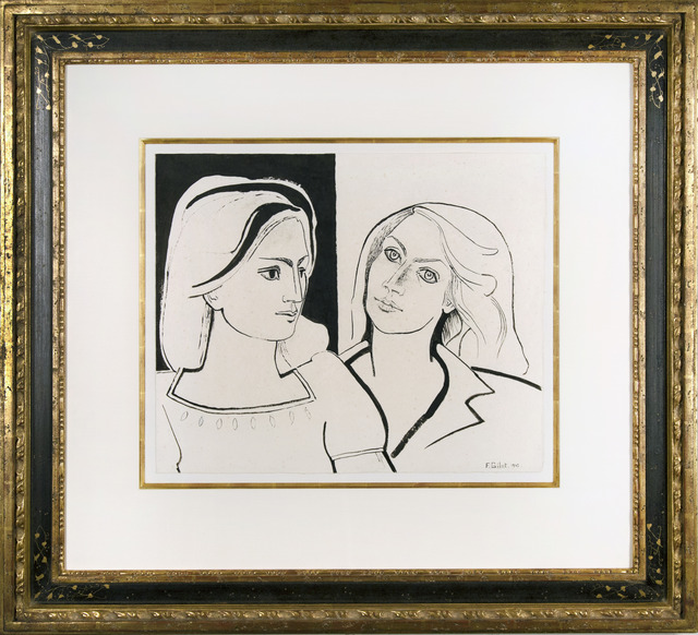 Françoise Gilot, ‘The Two Friends III (Geneviève and Françoise)’, 1942, Drawing, Collage or other Work on Paper, Pen, black ink and wash on handmade paper, Galerie Michael