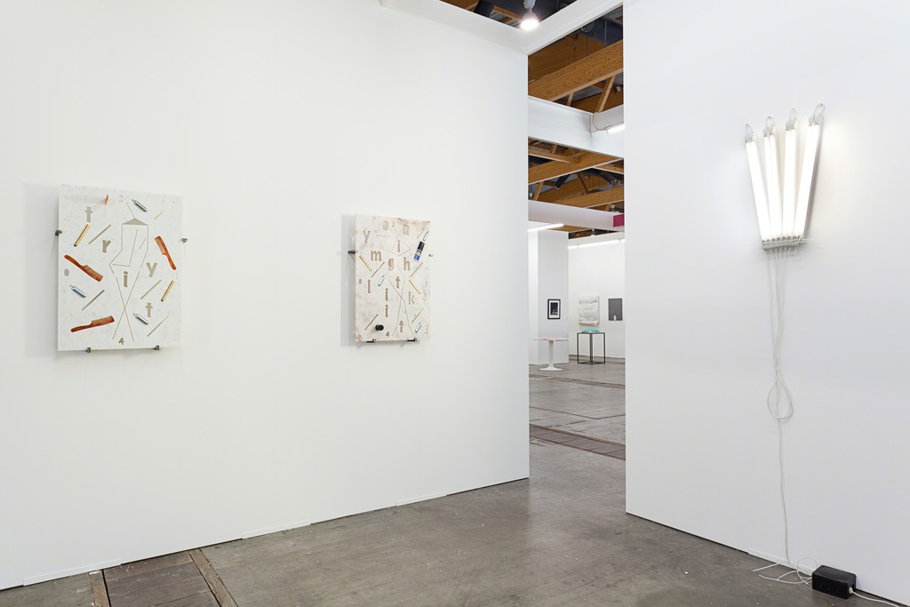 Exhibition view Art Brussels 2014. Galerie Valentin, Paris. With: Cécile Bart, Jean-Baptiste Bernadet, Gabriele de Santis, Laurent Grasso, George Henry Longly (solo project), Nicolas Moulin, Patrick Saytour. © Sylvie Chan-Liat / Courtesy of the artists and Valentin, Paris. Exhibition view Art Brussels 2014. Galerie Valentin, Paris. With: Cécile Bart, Jean-Baptiste Bernadet, Gabriele de Santis, Laurent Grasso, George Henry Longly (solo project), Nicolas Moulin, Patrick Saytour. © Sylvie Chan-Liat / Courtesy of the artists and Valentin, Paris.