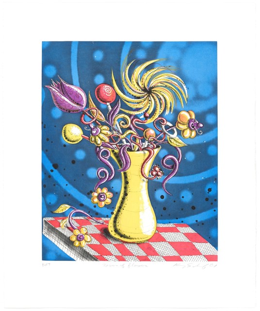 Kenny Scharf, ‘Towers of Flowers’, 2001, Print, 5 run, 5-color intaglio (aquatint and line etching with spit-bite aquatint, engraving, roulette work)., Frank Fluegel Gallery