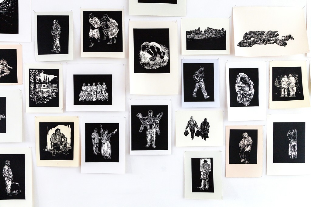exhibition view: Lino´s 2003-2005 (detail), Stijn Peeters | 73 linocuts | image: ©dasesszimmer exhibition view: Lino´s 2003-2005 (detail), Stijn Peeters | 73 linocuts | image: ©dasesszimmer
