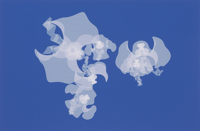 Wavy Eneper: White on Blue