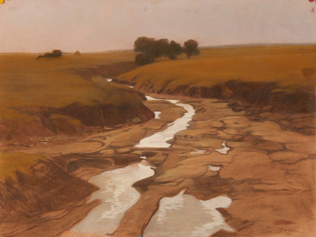 Giuseppe Pelizza da Volpedo 'Landscape', signed and dated 1900, mixed media, 62x48 Giuseppe Pelizza da Volpedo 'Landscape', signed and dated 1900, mixed media, 62x48