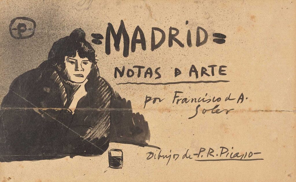 Pablo Picasso - Dessin pour la couverture de l'ouvrage 'Madrid' de Francisco de A. Soler (recto); Femme sur un lit (verso)