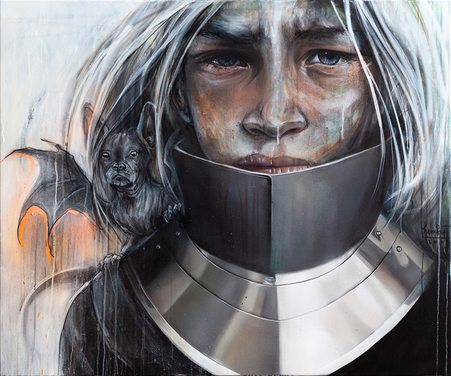 Herakut, ‘Silence’, 2019, Painting, Acrylic paint, spray paint, ink & charcoal on canvas, Corey Helford Gallery