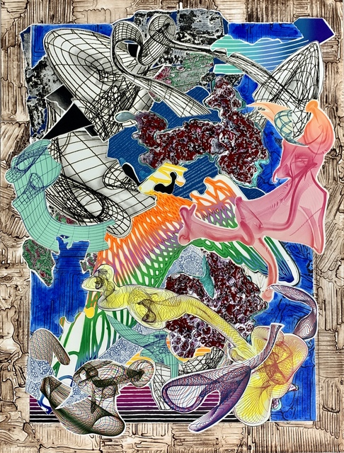 Frank Stella, ‘Fanattia’, 1995, Print, Etching, engraving, relief, lithograph, stamping, woodcut, mezzotint on white TGL handmade, hand-colored paper; metalized silver foil, Anders Wahlstedt Fine Art
